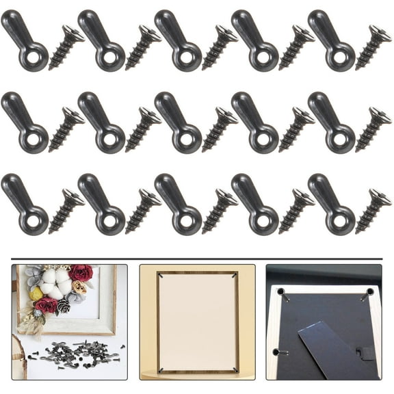OUNONA 200 Pcs Picture Framing Fasteners Metal Photo Frame Back Plates for Home Decor Black