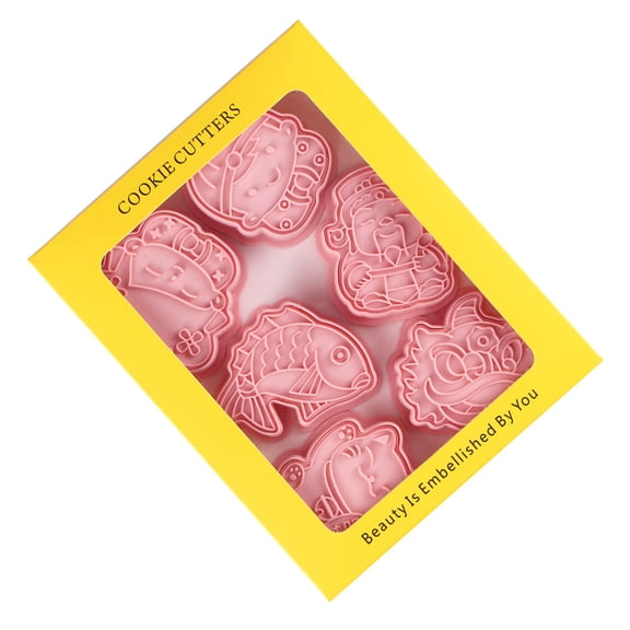 OUNONA 1 Set/6pcs Chinese New Year Cookie Cutter Pink PP DIY Tools for Baking Fun