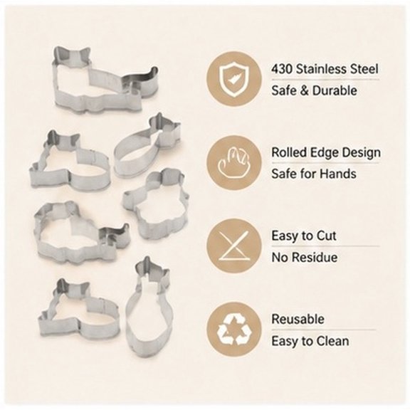 OUNONA 1Set Plated Silver Stainless Steel Biscuit Mold with Cat Shape for Baking and Fruit Cutter