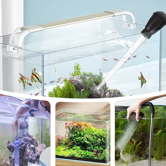 OUNONA Portable Fish Cleaning Kit with Plastic Aquarium Siphon Pump for Changing and Maintenance