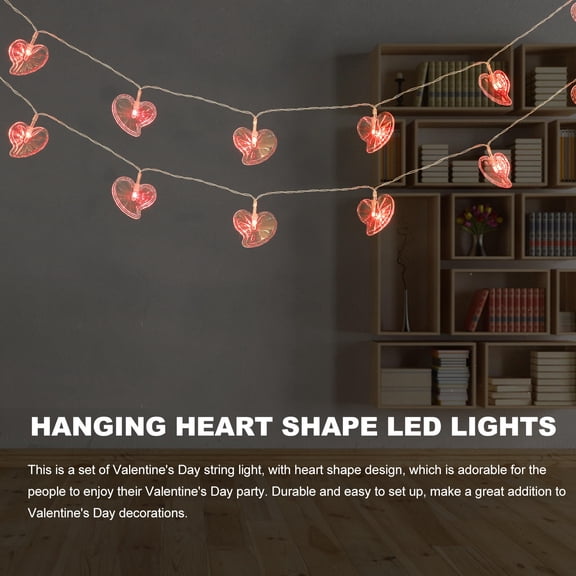 OUNONA 1Set Red LED Hanging String Lights with Heart Shapes for Valentine's Day Decoration