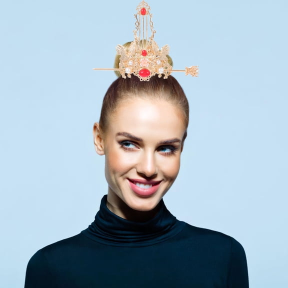 OUNONA 1Set Golden Chinese Hair Coronet Stick Retro Hair Accessory for Elegant Classic Hairstyles