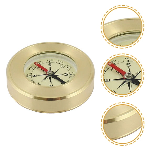 OUNONA Portable Golden Brass and Acrylic Compass for Camping, Hiking, Outdoor Navigation and Travel Adventures
