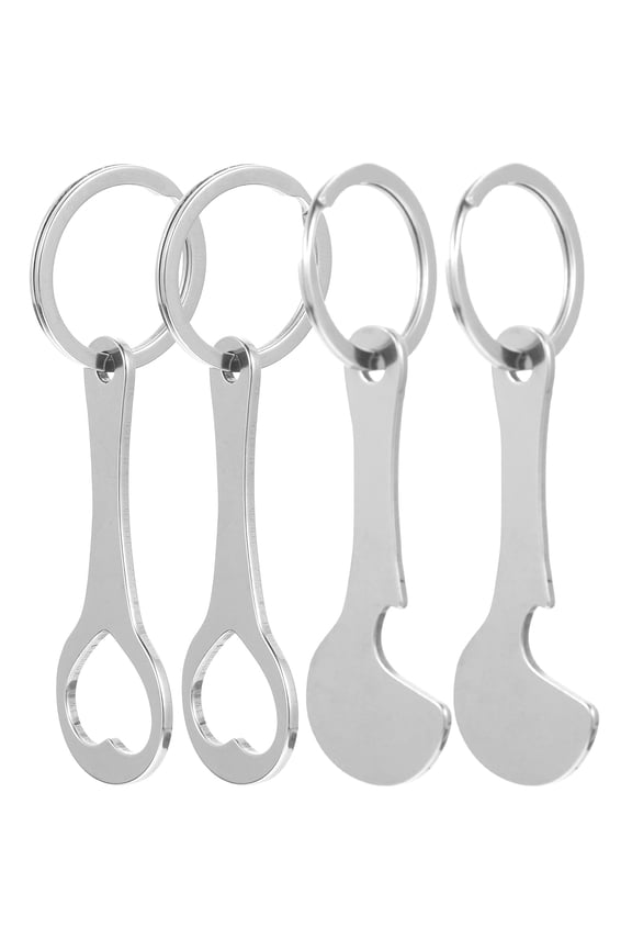 4-Pack Small Metal Shopping Cart Tokens with Keychain Pendant for Easy Grocery Store Convenience