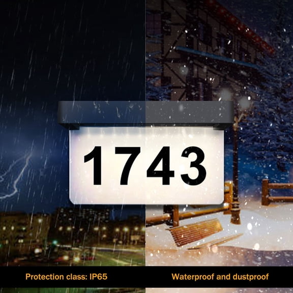 OUNONA 1Set Solar Powered Black Address Numbers Sign with LED Lighting for Home