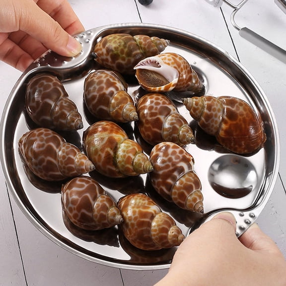 OUNONA Stainless Steel Escargot Serving Plate Set - Wear-Resistant Baking Tray for Snails, Conch, Oysters and Seafood