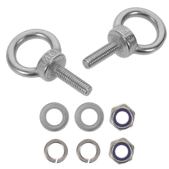 OUNONA 1Set Long Reach Stainless Steel Eye Bolt with Nuts Washers for Reliable Boat and Wall Fastening