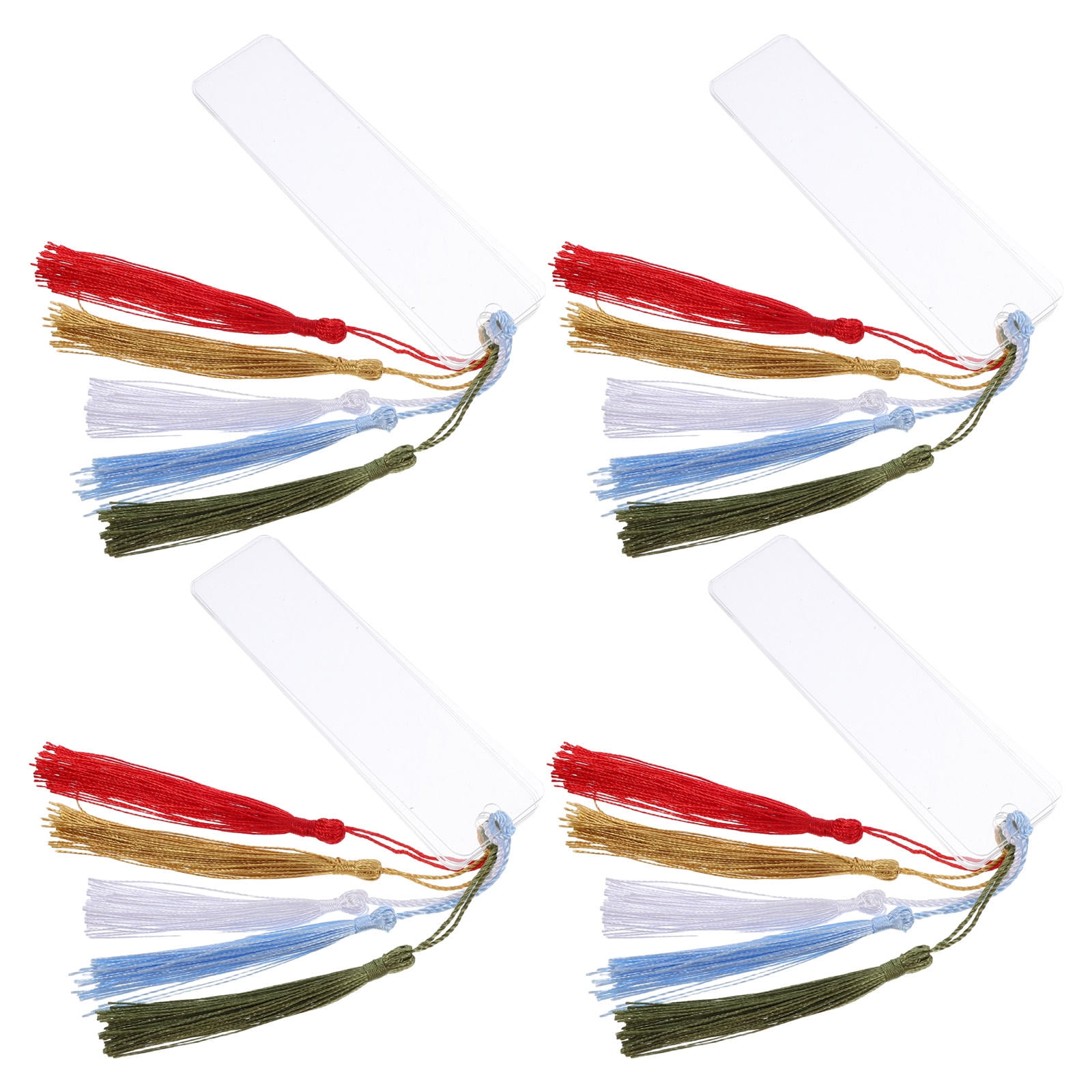 OUNONA Clear Acrylic Bookmark Set with Tassels, Transparent Bookmarks for Home, School, Office Reading and