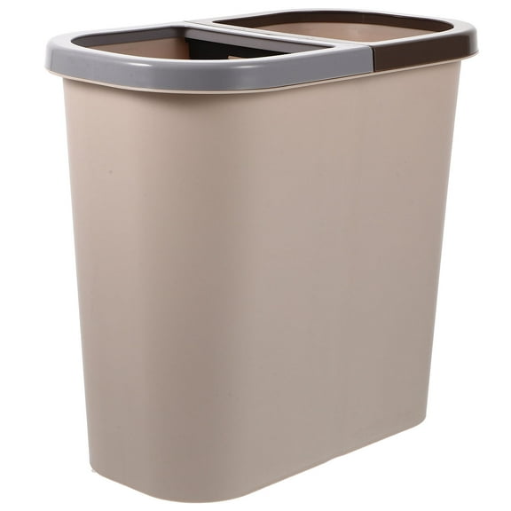 Tineasur Brown Plastic Dual Trash Can with Pedal for Convenient Kitchen Waste Storage