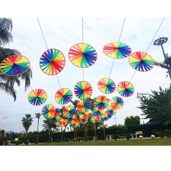 OUNONA 1Set Turntable Windmill Pinwheel on String Rope for Garden Photography and Outdoor Decoration