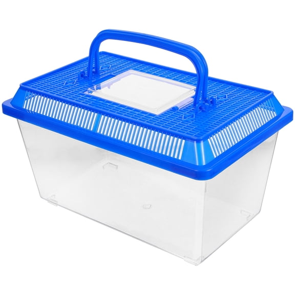 OUNONA Practical Turtle Tank Aquarium with Feeding and Rest Area Sky Blue Plastic Design