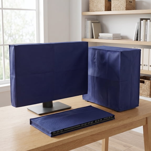 OUNONA 1Set Waterproof Black Dust Cover Kit for Desktop Pc Tower Monitor and Keyboard