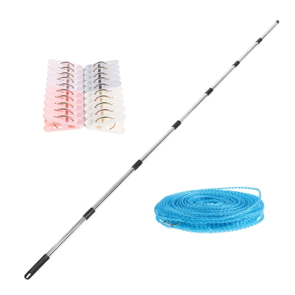 OUNONA Portable Outdoor Clothes Drying Line Set with Windproof Nylon Rope, Easy to Install and for Travel Camping