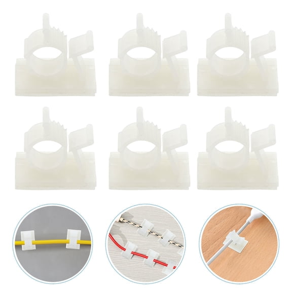 OUNONA White Adjustable Cable Organizer Clips with Strong Adhesive Wire Management 100 Pieces