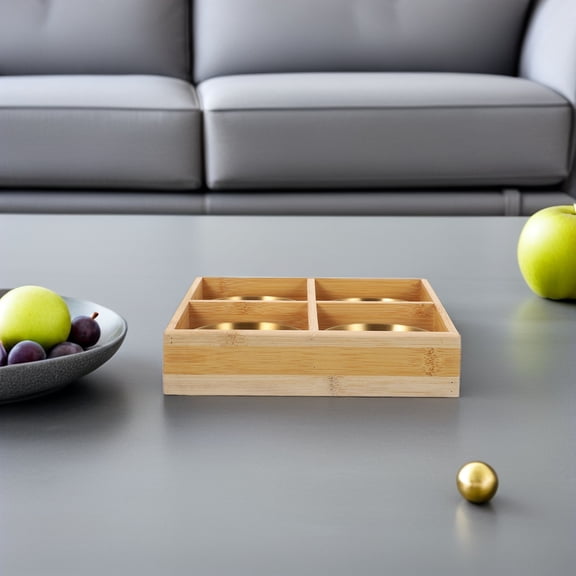 OUNONA 1Set Wood Divided Serving Tray with Compartments for Hot Pot and Bbq Food Organizer