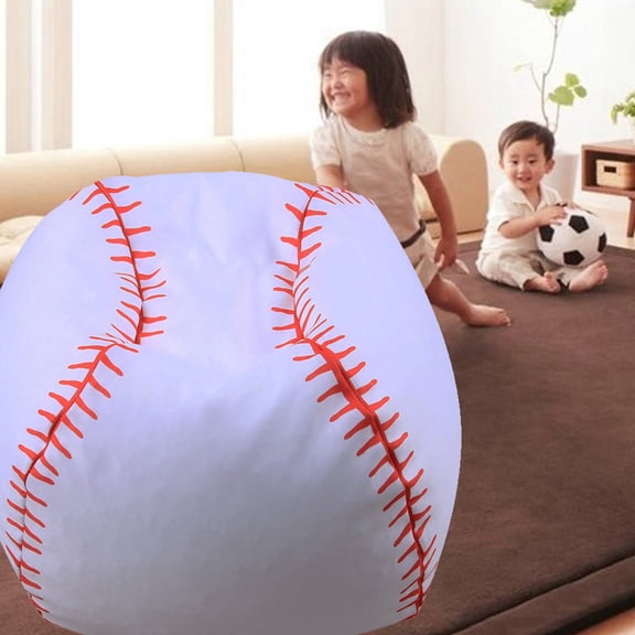 OUNONA 1pc Baseball Shaped Bean Bag Chair with Stuffed Animal Storage, Polyester for Kids and Parents