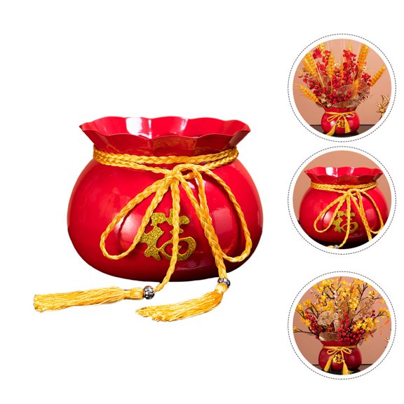 OUNONA 1pc Creative Iron Art Flower Pot Chic Modelling Flowerpot Chinese Style Decor