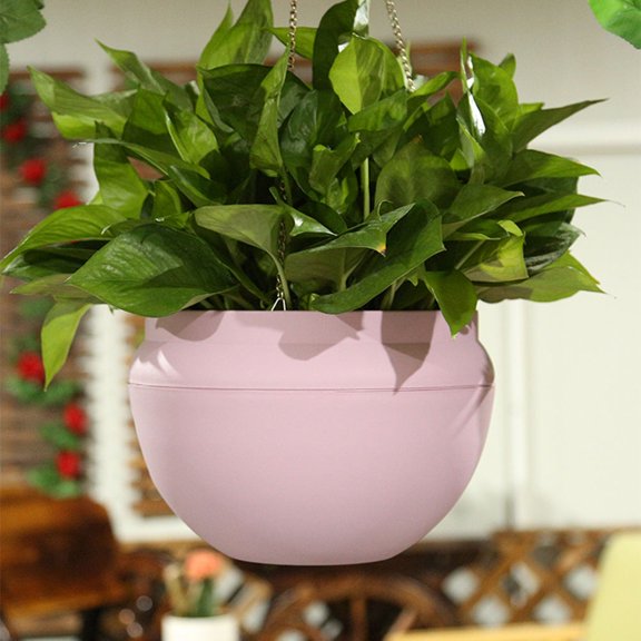 OUNONA 1pc Hanging Flowerpot Plastic Succulent Planter Decorative Plant Orchid Hanging Pot with Chain - Size S (Pink)