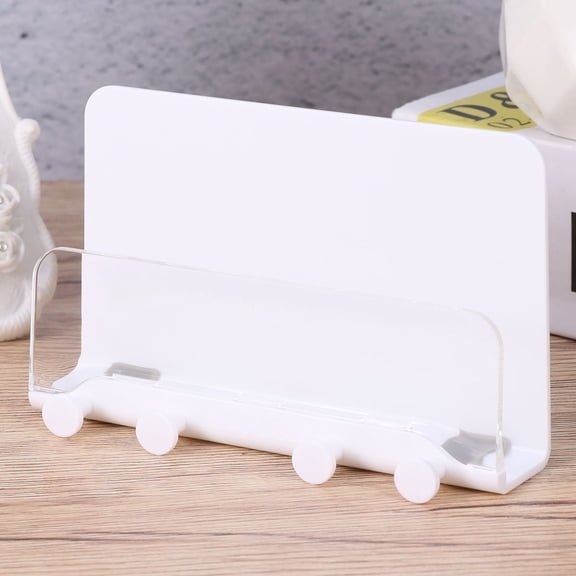OUNONA 1pc Multifunctional Wall-mounted Phone Rack Mobile Phone Holder Key Hanger Wall Rack for Home (White)