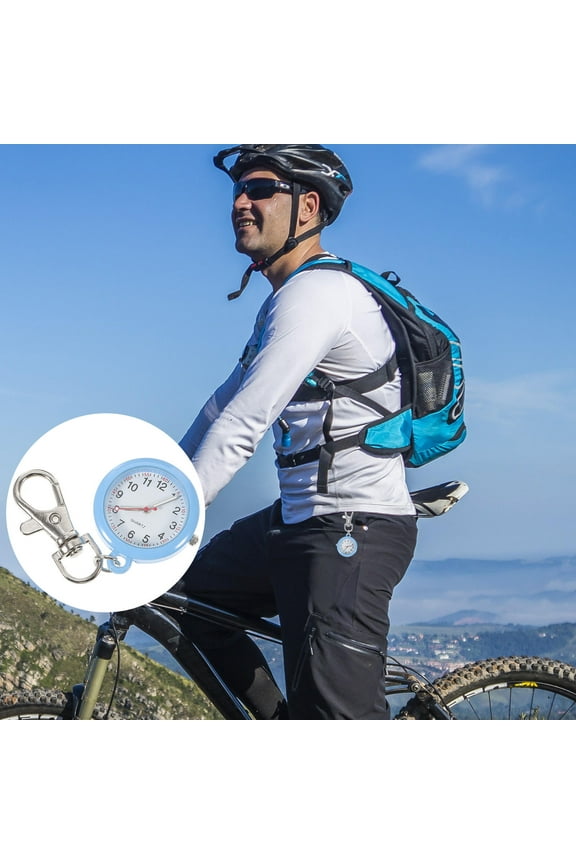 1Pc Blue Stainless Steel Pocket Watch Keychain for Nurses with Quartz Movement and Durable Glass