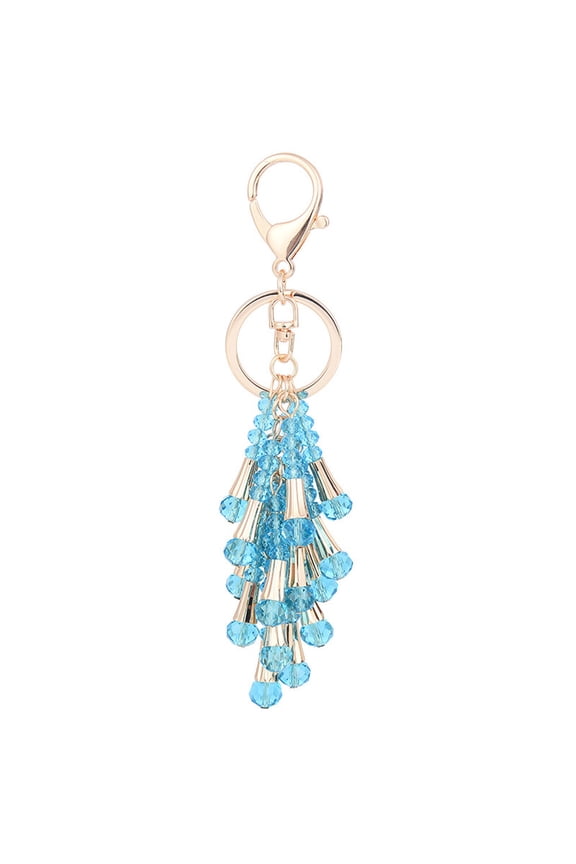 1pc Tassels Rhinestone Key Ring String of Beads Keychain for Bag Cellphone Car Key Pendant (Random Color)