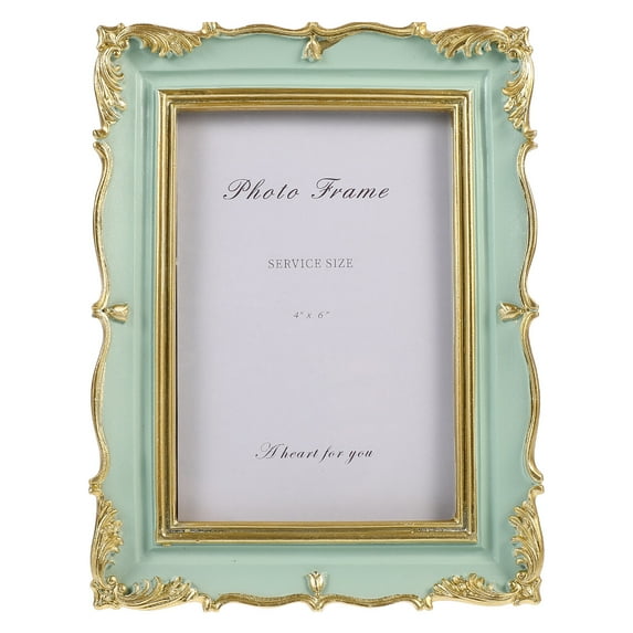CATIEBYE Retro Photo Frame Green Resin and Glass Decorative Display 1Pc