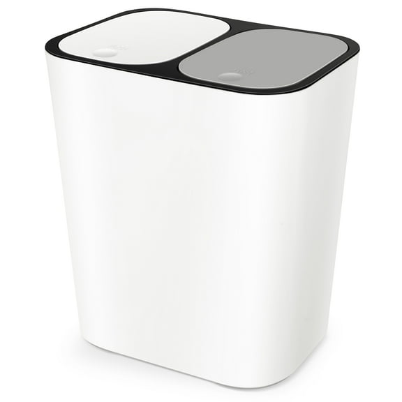 OUNONA 2 Compartment Trash Can Dual Waste Basket Plastic Garbage Container Recycling Bin for Home Bathroom