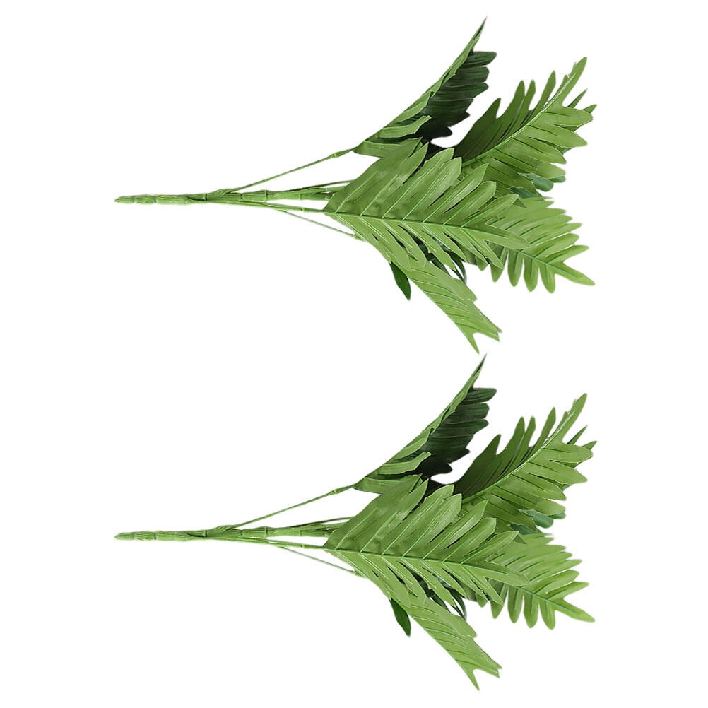 OUNONA  2 PCS Artificial Green Plants Solar Lights Garden Eucalyptus Fake Flowers