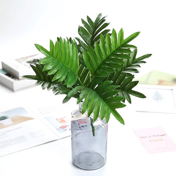 OUNONA  2 PCS Faux Plant Green Leaves Decor Simulation Iron Leaf Lifelike Plants