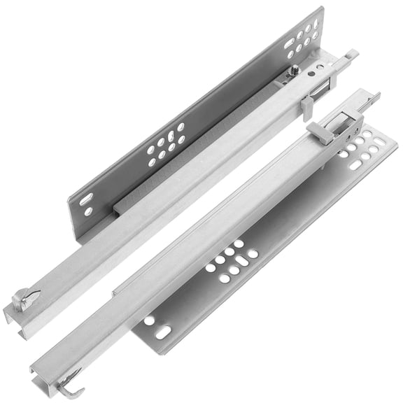 OUNONA 2Pcs Heavy Duty Cabinet Drawer Slides Silver Steel Soft Close Full Extension