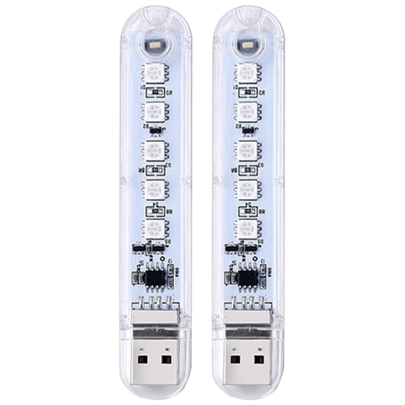 OUNONA 2-Pack Car Interior LED with USB Plug, Night Lamps for Vehicle Atmosphere and Decoration