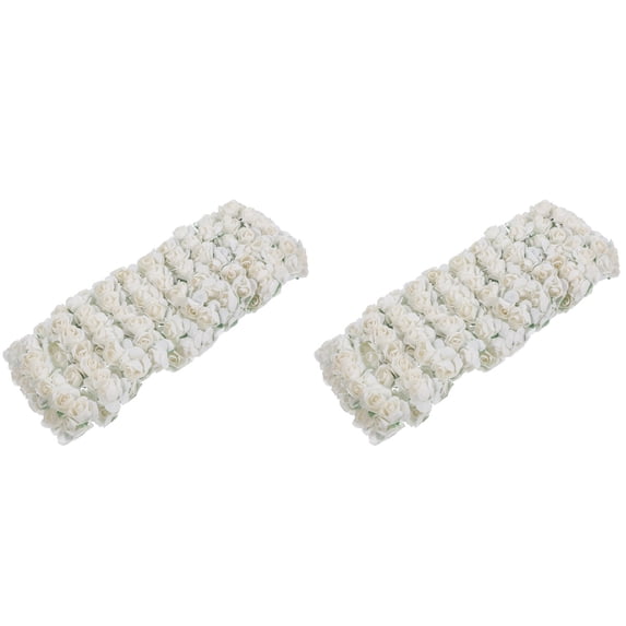 OUNONA 2 Pack Flowers Artificial Paper Rose Simulated Rose 8X1.5cm White