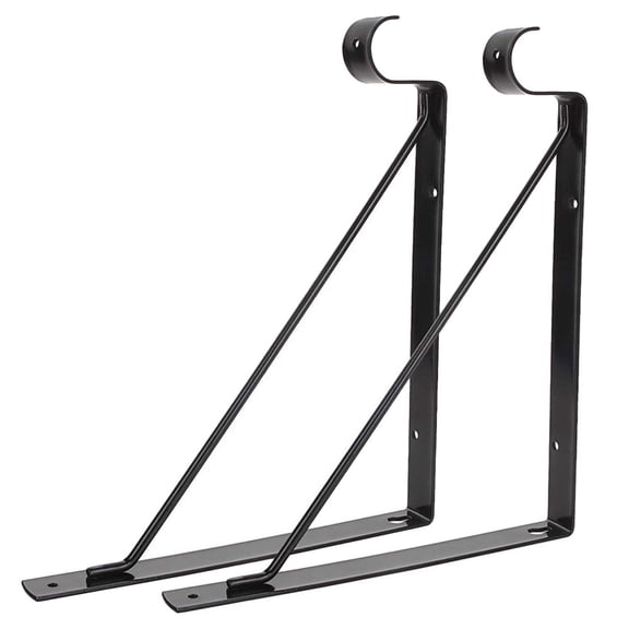 OUNONA 2-Pack Black Wall Mount Shelf Brackets, Space-Saving Design, and Easy to Install for Home Storage & Organization