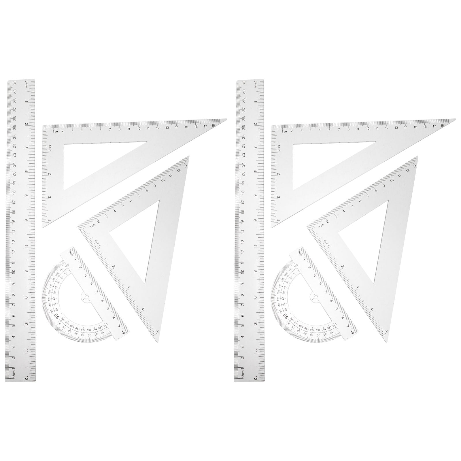 OUNONA 2-Pack Math Tool Set with Measuring Ruler, Triangle Ruler ...