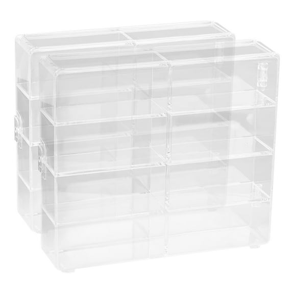 OUNONA 2-Pack Miniature Display Case Stands, Clear Countertop Cube Showcases for Model Cars, Collectibles, and Miniatures