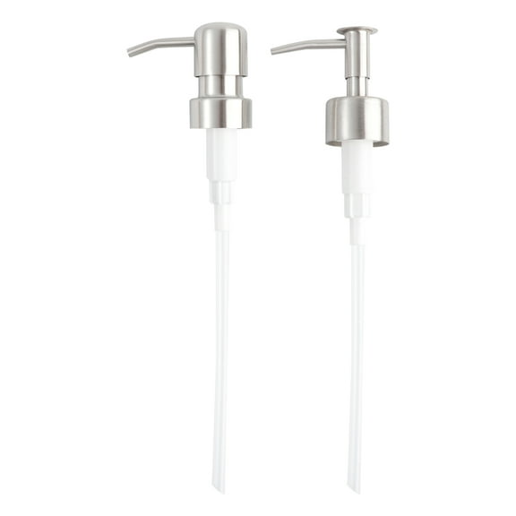 OUNONA 2-Pack Stainless Steel Lotion and Soap Dispenser Pumps, Liquid Replacement Bottle Pumps for Bathroom and Kitchen