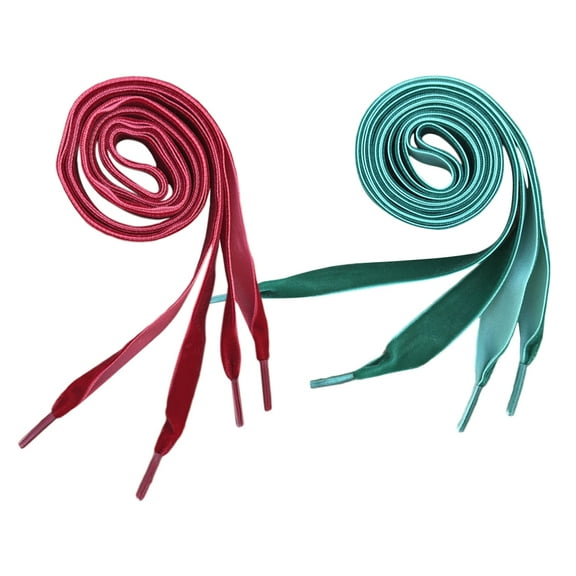 OUNONA 2 Pairs Flat Shoe Laces 1.6cm Wide, Shoe Strings Accessories in Green 100cm and Dark Red 100cm