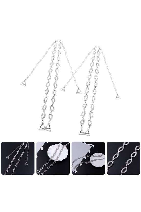 2 Pairs of Adjustable Rhinestone Bra Straps Shiny Underwear Replacement Straps