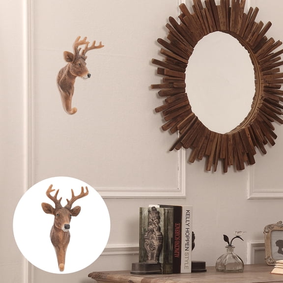 OUNONA  2 Pc Wall Deer Head Hook Small Size Hooks Living Room