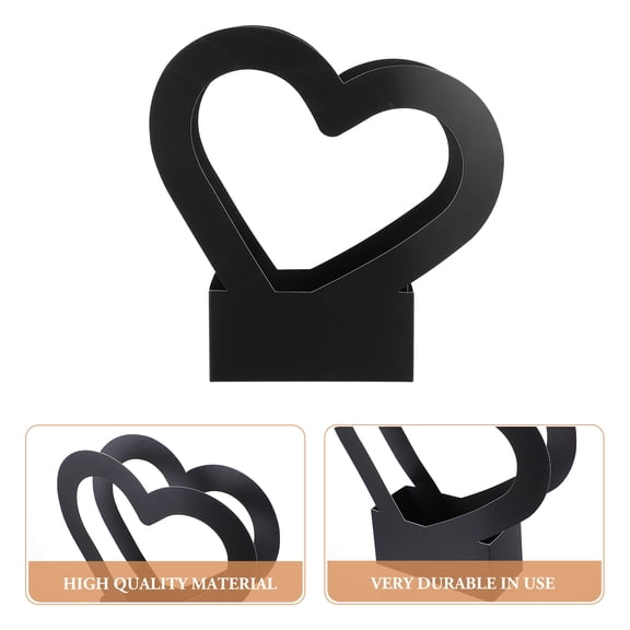 NUOLUX 2Pcs Stylish Black Flower Wrapping Container with Handle for Wedding Bouquet Storage
