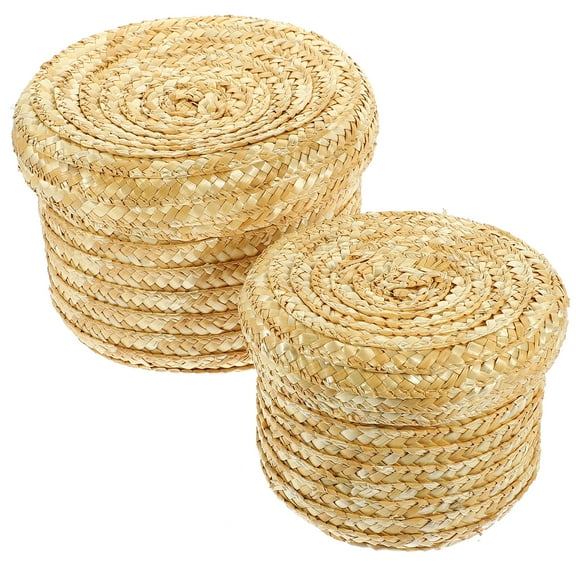 OUNONA  2 Pcs Baskets Pastoral Style Straw Storage Fine Workmanship