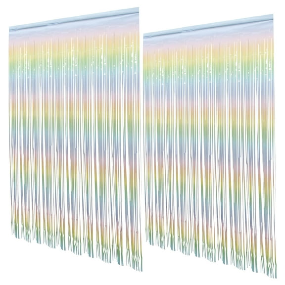 WEAVILUX Tinsel Curtain Backdrop Fringe Curtain Backdrop Plastic 2Pcs New Year Celebration