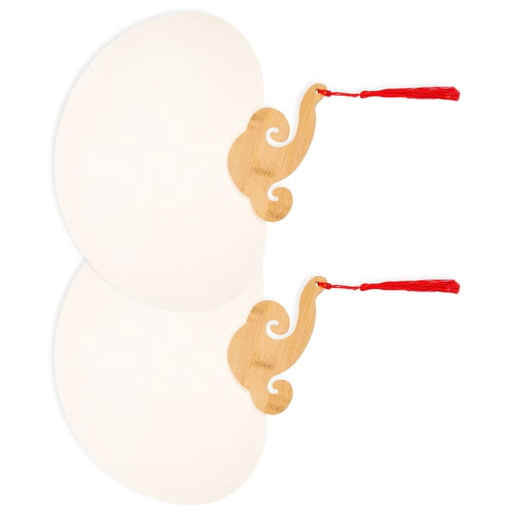 OUNONA 2 Pcs Blank Graffiti Fans Painting Hand Held Personalized Kids Child White