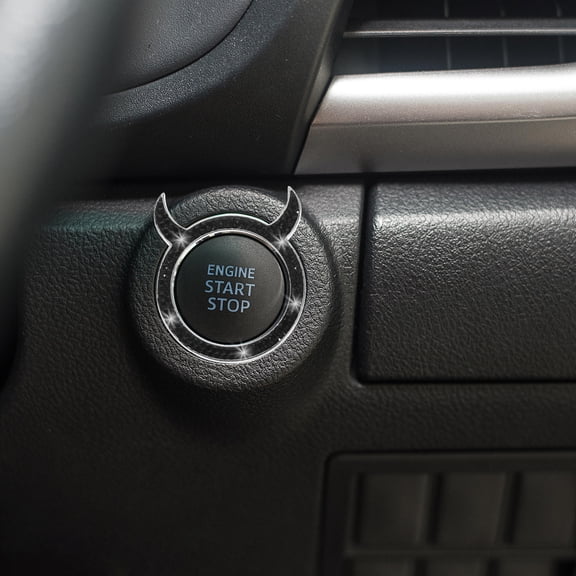 WEAVILUX 2Pcs Push To Start Button Cover Zinc Alloy Black For Car Owners