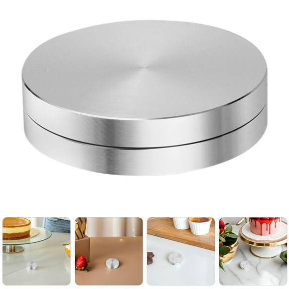 OUNONA 2 Pcs Cake Stand Cake Spinner Round Decorating Turntable Bearing Revolving Aluminum Table Holder Cake Decorating Supplies For Cupcake Cake Baking