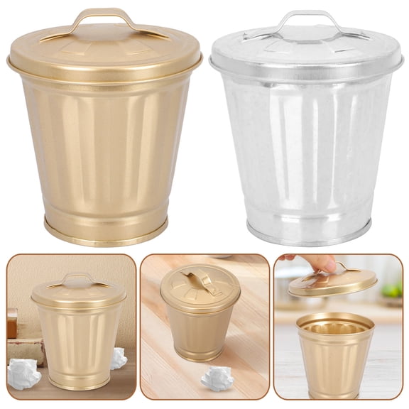 OUNONA 2 Pcs Desktop Mini Trash Bin Small Cans Dustbin for Kitchen Office