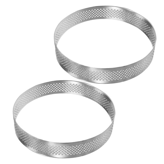 FOLOYORI Baking Rings Pastry Rings Silver 2Set For Baking Mousse Cakes And Tarts