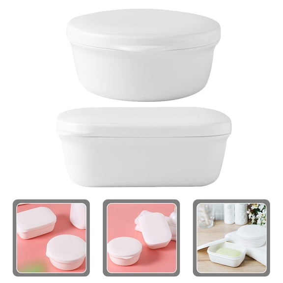 OUNONA 2 Pcs Draining Soap Portable Sealed Dish Sturdy Box Travel