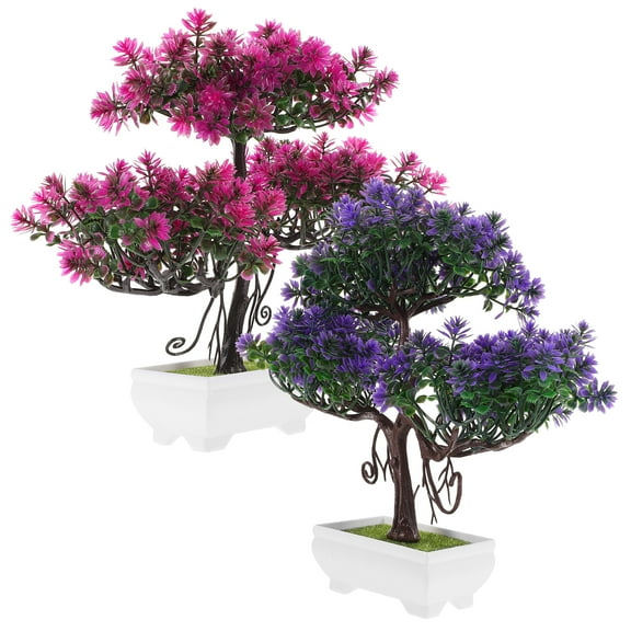 OUNONA  2 Pcs Fake Plant Bonsai Tree Simulation Welcome Pine Office