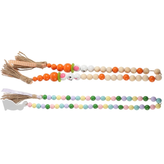 OUNONA 2 Pcs Fall Garland Decor Easter Wooden Bead String 75.00X1.60X1.60CM